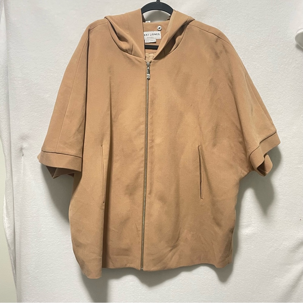 Nikki Jones 
Camel Hooded Cape Jacket